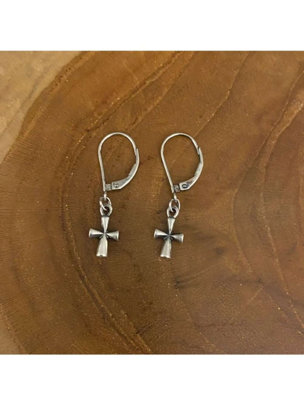 RETIRED James Avery St. Teresa Cross Dangle Earrings, Sterling Silver
